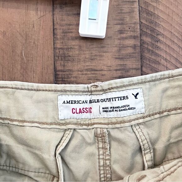 American Eagle Classic Khaki Chino Shorts Flat Front Men’s Size 32 - Picture 5 of 8
